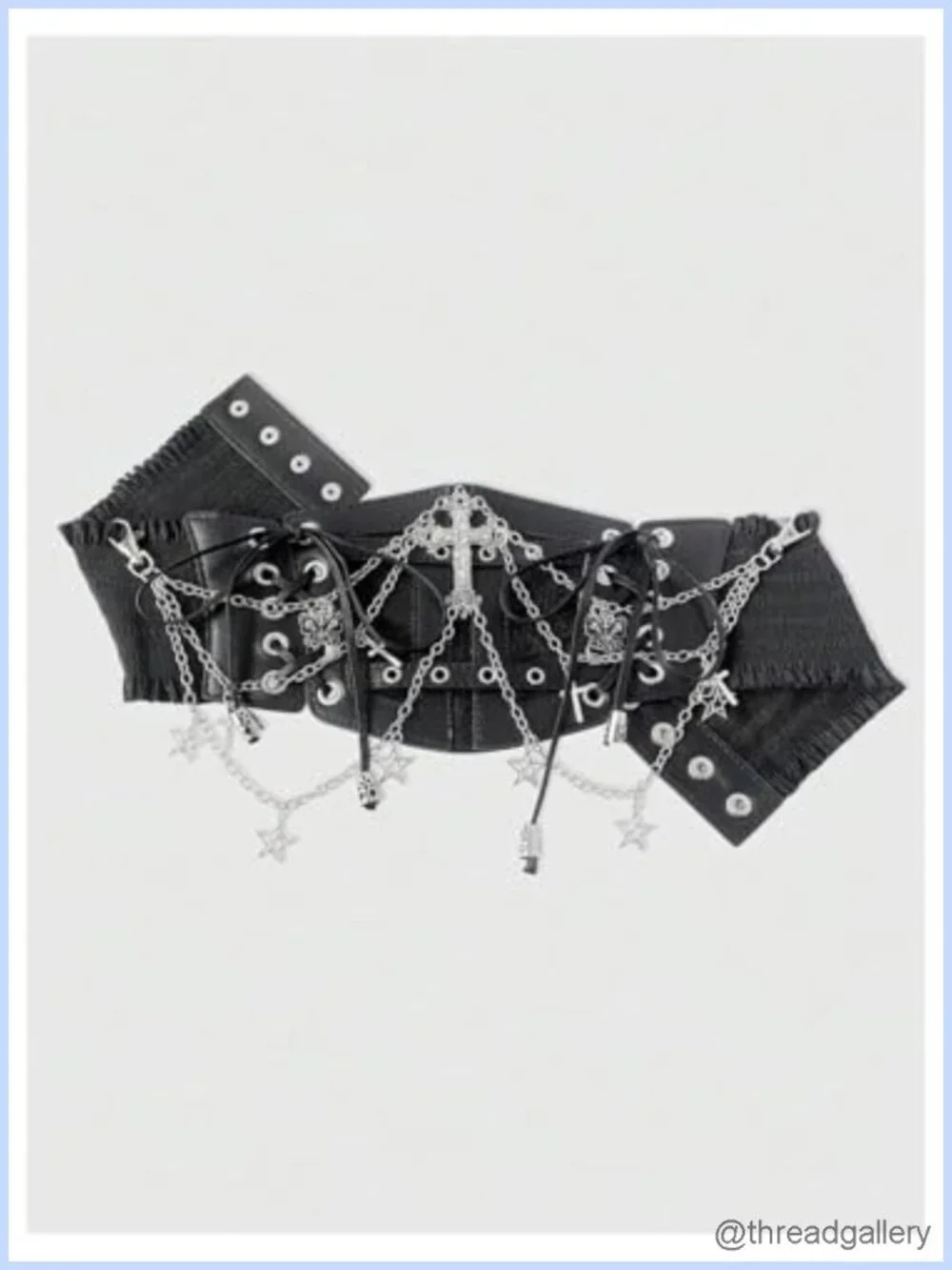 Faux Leather Corset Belt Chain Elastic Waist Goth Punk Rave Women's